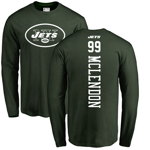 New York Jets Men Green Steve McLendon Backer NFL Football #99 Long Sleeve T Shirt->new york jets->NFL Jersey